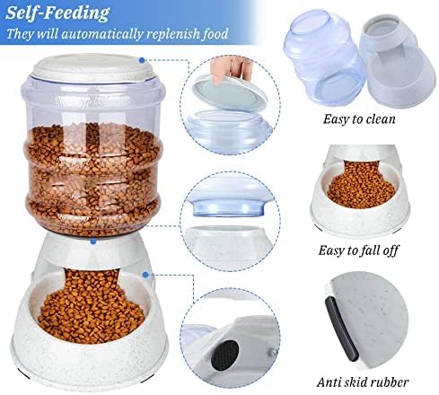 Gray 3 Gallon Gravity Dog Feeder - Automatic Food Dispense for Large Dogs, Easy to Clean