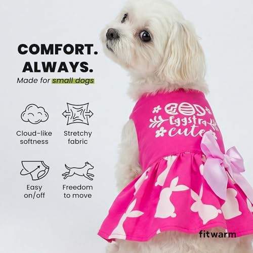 Fitwarm Eggstra Cute Dog Easter Outfit, Bunny Dog Dress, Holiday Dog Clothes for Small Dogs Gril, Pet Cat Clothing, Hot Pink, XS - Image 6