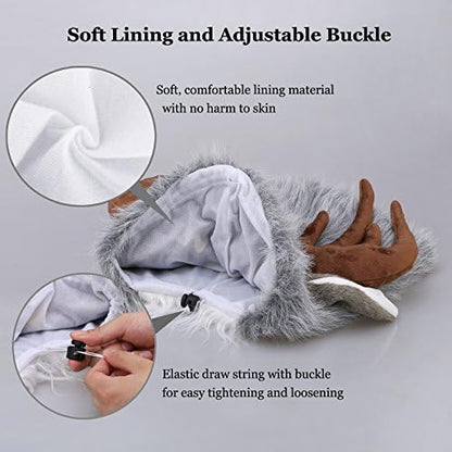 Onmygogo Funny Pet Reindeer Moose Costumes for Dog, Cute Furry Pet Wig for Halloween Christmas, Pet Clothing Accessories - Image 4