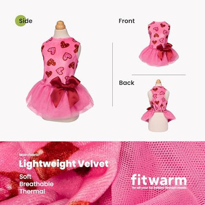 Fitwarm Pink Heart Tulle Dog Dress, Fancy Valentines Outfit for Small Dogs Girl, Festive Pet Clothes, Pink, Red, Small - Image 5