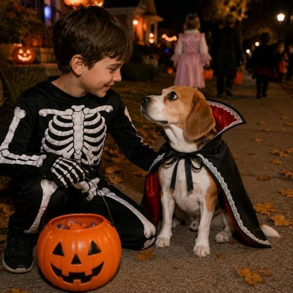 Medium Halloween Dog Vampire Costume, Dog Halloween Costumes for Medium Dogs, Dracula Dog Costume with Stand-Up Collar, Lace Trim and Adjustable Tie - Image 5