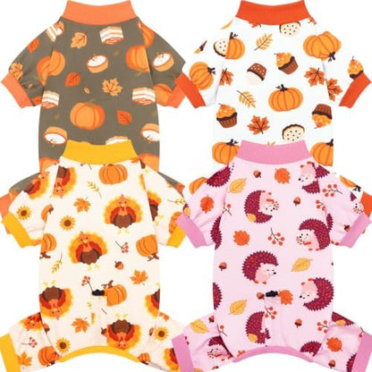 XPUDAC 4 Pack Thanksgiving Dog Pajamas for Small Dogs Onesie Clothes, XS by XPUDAC