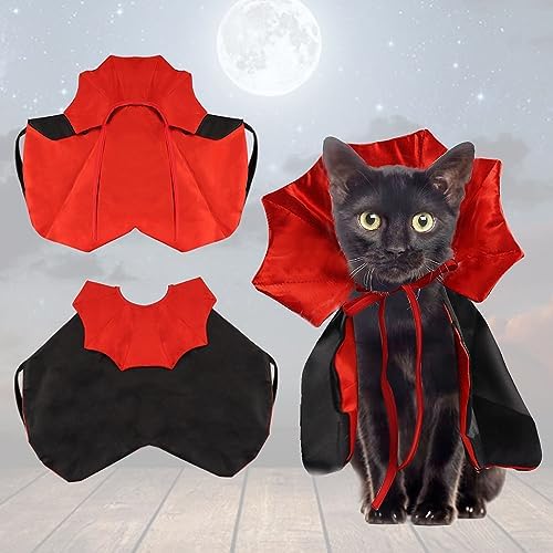 Estivaux Pet Halloween Costumes Dogs Cats Halloween Vampire Pets Costume Cape Black Red Witch Stand-up Collar Cape Cat Puppy Cosplay Clothes Apparel for Pets Dress Up Accessories Halloween Party Decor by Estivaux