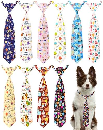 PET SHOW 10 Pack Happy Birthday Dog Ties Neckties XL for Extra Large Dogs by PETSHOW