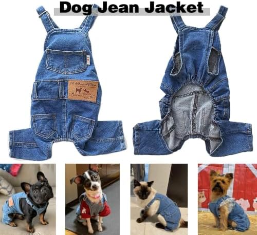 Dog Overalls for Medium Dogs Outfit French Bulldog Clothes Denim Dog Jeans - Image 3