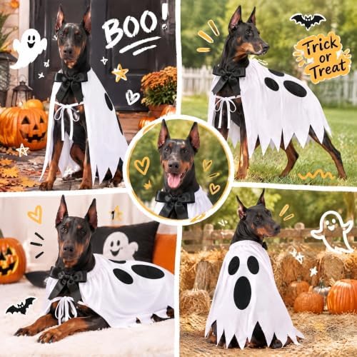 Halloween Ghost Dog Costume, Halloween Funny Outfit for Small Medium Large Pets(L) - Image 5