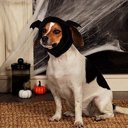 Furhaven XS to SM Dog Hat, Washable & Cozy - Plush Faux Fur Flex-Fit Black Bat Dog Hat Costume - Black, Extra Small to Small - Image 2