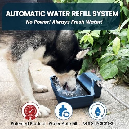 PETIMI Automatic Water Dispenser for Dogs/Cats, 1 Gallon Auto-Fill Dog Water Bowl Dispenser for Indoor/Outdoor, Large Water Feeder for Pets/Livestock, BPA-Free, Wide Mouth, Fits GHT 3/4" Faucet, Blue