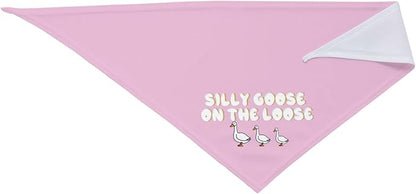 Silly Goose on The Loose Triangle Dog Bandana,Summer Bandana Funny Triangle Dogs Scarf Handkerchief Soft Adjustable Puppy Bandanas (Pink)