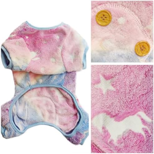 Plush Dog Pajamas Glow in The Dark Dog Jumpsuit 4 Legged Onesie for Small Medium Dog Cat, Unicorn S - Image 2