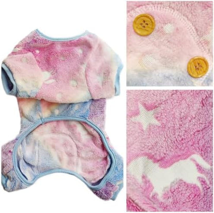 Plush Dog Pajamas Glow in The Dark Dog Jumpsuit 4 Legged Onesie for Small Medium Dog Cat, Unicorn S - Image 2