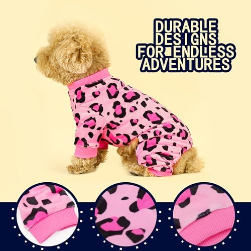 Paiaite Dog Pajamas Onesie: Comfortable Four-Legged Apparel for Small, Medium, & Large Dogs, Polyester Material for Comfort, Wrinkle Resistance, Moisture Wicking, and Stretchiness Pink Leopard 3XL - Image 3