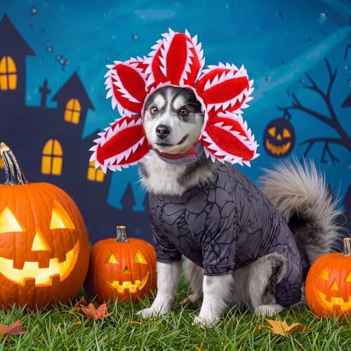 2 Pcs Halloween Carnivorous Flower Dog Costume Separated Funny Hat, 2XL - Image 4