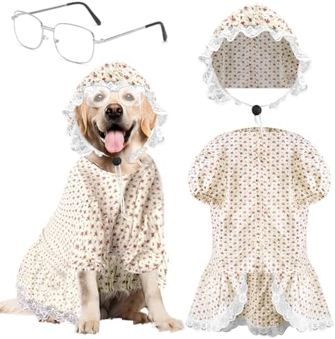 3 Pcs Old Lady Costume for Dog Grandmas Dogs Costume by Unknown