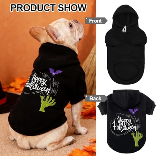 EXPAWLORER Dog Hoodies for Small Medium Large Dogs,Halloween Theme Black S - Image 5