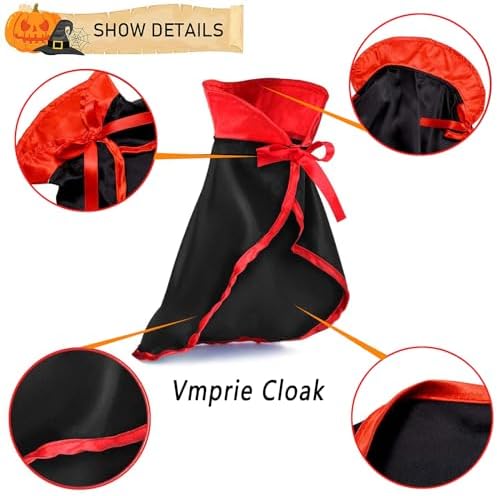 Halloween Medium Dog Costume 2PACK Cute Cat Dog Cape Cosplay Devil Hat Headband Adjustable Vampire Cloak Demon Hair Hoop Funny Pet Cape Outfits for Medium Large Dogs Holiday Dress Supplies - Image 4