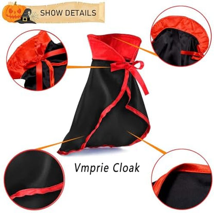 Halloween Medium Dog Costume 2PACK Cute Cat Dog Cape Cosplay Devil Hat Headband Adjustable Vampire Cloak Demon Hair Hoop Funny Pet Cape Outfits for Medium Large Dogs Holiday Dress Supplies - Image 4