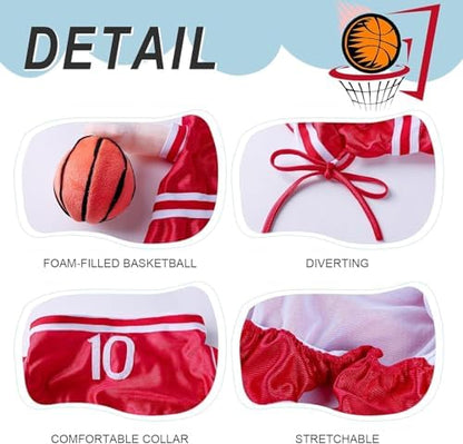 DELIFUR Dog Basketball Player Costume - Pet Halloween Costume Adjustable Funny Dress Up Sports Outfit Cosplay Clothes for Small Medium Dog (Red Basketball, Large) - Image 3