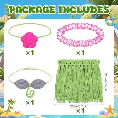 Hillban Dog Hawaiian Costume Hula Skirt Bikini Flower Lei Luau Party Outfit - Image 2