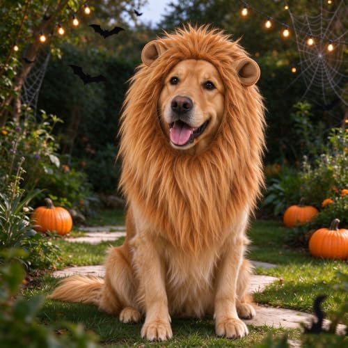 Lion Mane for Dog Pet Realistic Wig Halloween Dogs Costume Accessory - Image 5