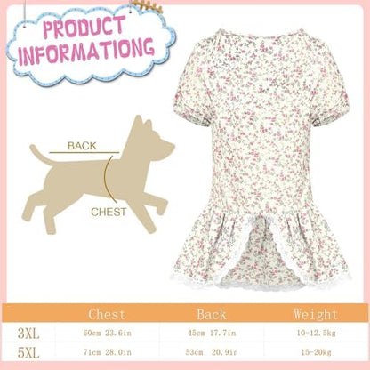3 Pcs Dog Grandma Costume Set Floral Dog Dress Bonnet and Glasses with Chain Funny Vintage Pet Outfit for Large Dogs Halloween Party Dress Up 5XL - Image 2