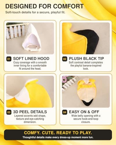 Banana Dog Costume - Funny Halloween Dog Costume, Fruit Shape Banana Cosplay Jumpsuit for Small Medium Large Dogs, Special Events Dog Clothes Outfits - Dress Your Dogs Like Bananas, XX-Large - Image 3