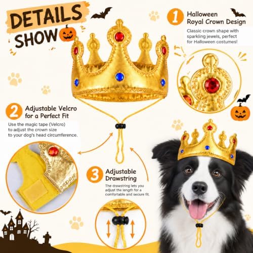 Dog Halloween Costumes for Medium Dogs,Funny Dog Costume King Crown Cape(M) - Image 5