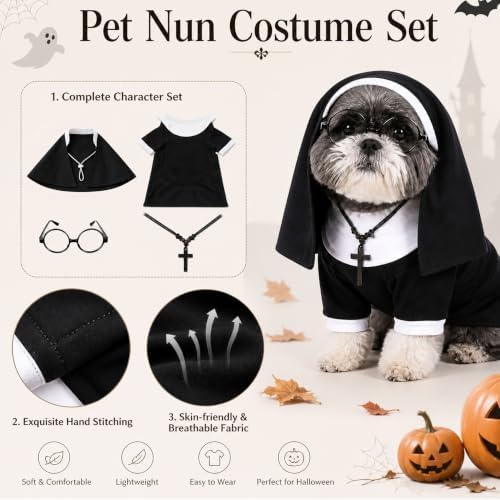 Pet Cat Dog Nun Costume: Cloak Outfit Small Cat Dog Medium (new-4pcs) - Image 2
