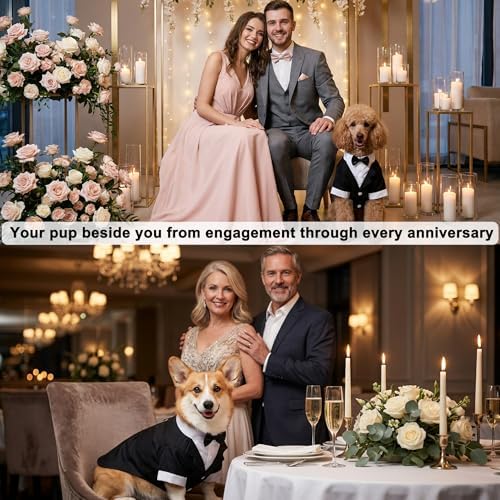 Dog Tuxedo with Bow Tie, Formal Wedding Suit for Small Medium Puppy Dogs - Image 6