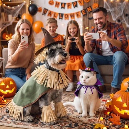 Hillban 5 Pcs Dog Halloween Scarecrow Costume for Dogs, Medium - Image 6