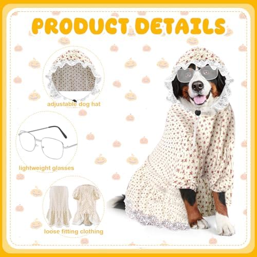 3 Pcs Old Lady Costume for Dog Grandmas Dogs Costume - Image 3