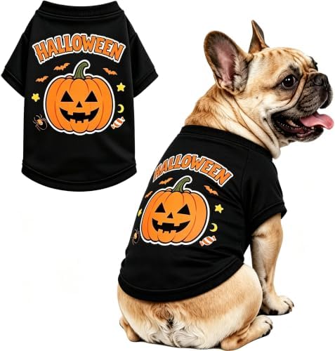 Pet Halloween T-Shirt Dog Costumes, Breathable Clothes Stretchable Shirt for Puupy or Kitten.(Orange Medium) - Image 6