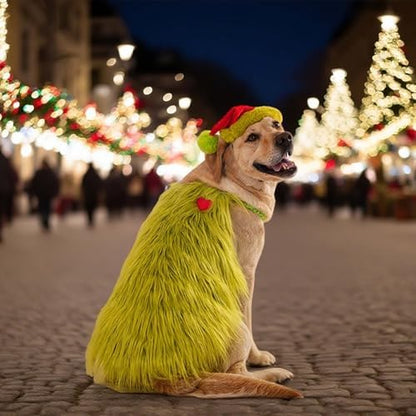 Small Large Dog Green Monster Costume with Christmas Hat,5XL - Image 4