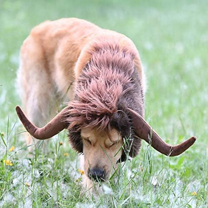 Onmygogo Funny Pet Reindeer Moose Costumes for Dog, Cute Furry Pet Wig for Halloween Christmas, Pet Clothing Accessories by Onmygogo