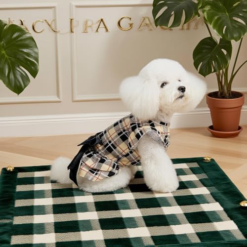 EXPAWLORER Classic Plaid Dog Dress for Small Dogs and Puppies,Puppy Costumes Pet Clothes Holiday Girl Dogs Shirt, Party Dog Vest Dresses Cat Apparel Sweater Warm Skirt - Image 6