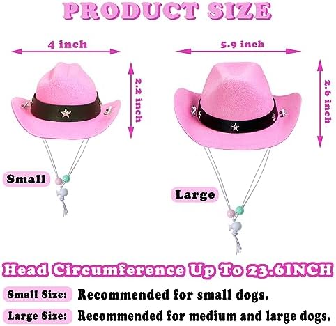 GOYOSWA Dog Halloween Costumes, Dog Cowboy Costume Halloween Pet Cowboy Hat Bandana Scarf for Small Medium Large Dogs Pets (Pink Hat & Pink Bandana, Large) - Image 3