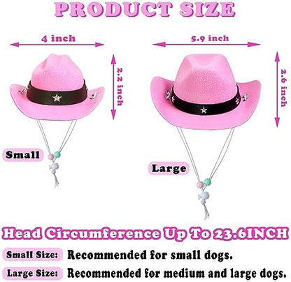GOYOSWA Dog Halloween Costumes, Dog Cowboy Costume Halloween Pet Cowboy Hat Bandana Scarf for Small Medium Large Dogs Pets (Pink Hat & Pink Bandana, Large) - Image 3