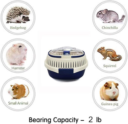 KAMEIOU Sky Blue Travel Small Animal Hamster Hedgehog Guinea Pig Cage Carrier for Hamster Hedgehog Ferret Guinea Pig Carrier Travel Cage with Handle Breathable Small Animal Guinea Pig Car Cage Carrier
