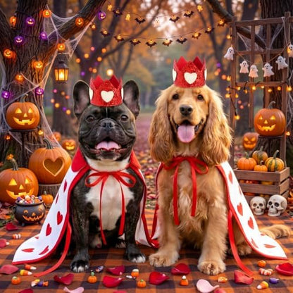 Hillban Halloween Dog King Costumes Heart Crown Queen Pet Cloak Set M - Image 5