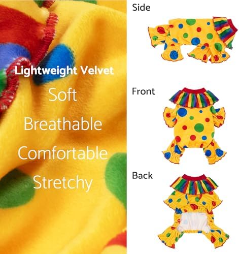 Fitwarm Halloween Dog Clown Costume, Funny Clothes for Small Dogs Girl Boy, Pet Outfit, Yellow, XL - Image 5