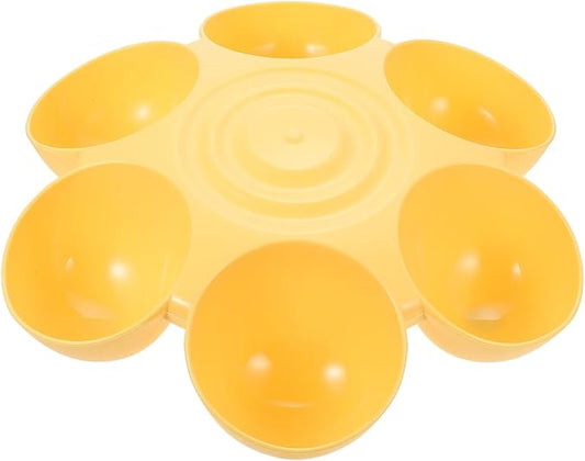 POPETPOP Cat Food Bowl with 6 Bowls - Pet Feeder for Kitten Puppy, Multi Cat Feeder, Multiple Feeder for Indoor s, Feeding Station for Food and Water (Yellow)
