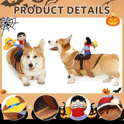 T2Y Cowboy Rider Dog Costume - Halloween Dog Costumes for Small Dogs and Cat, Dogs Clothes Knight Style with Doll and Hat for Halloween Day, Suitable for Yorkie, Chihuahua, Schnauzer【S】 - Image 2
