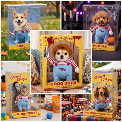 Deadly Doll Dog Costume for Small Medium Large Dogs, Funny Pets Cosplay Halloween Dog Clothes for Party, Walking Illusion Puppy Outfit with Wig and Knife - Image 6