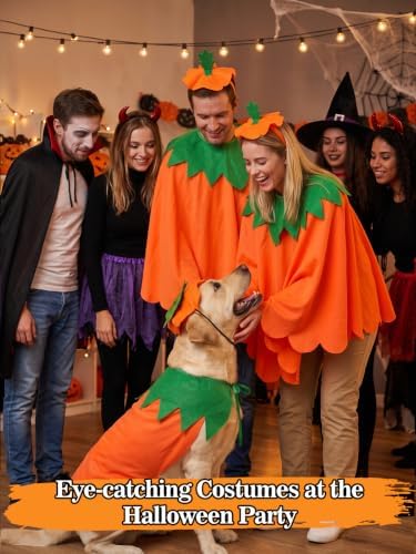 MEWTOGO Halloween Couples Dog Pumpkin Costumes, 3pcs Capes with Headbands - Image 7