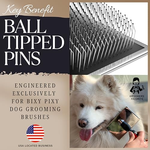 Dog Slicker Brush - Large - Protective Ball Tipped Pins Massages Pet Skin - Professional Groomer Dog Brush for Goldendoodle - Golden Retriever Brush (Large Size) - Image 3