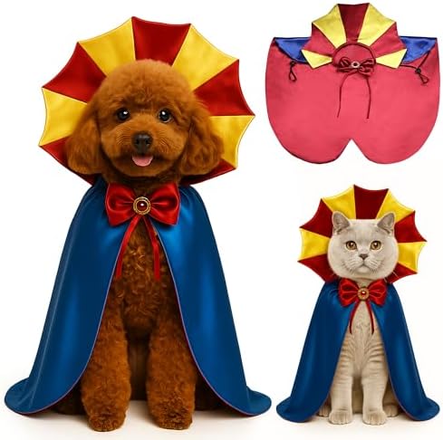 Dog Halloween Costume Cape Princess Cloak with Bow Tie (Princess, SM) by JIKAJA