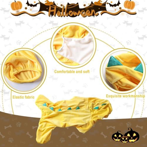 NACOCO Halloween Dog Dinosaur Costume - Pet Clothes Design Hoodie Yellow for Medium & Large Dog(Yellow, 4XL) - Image 2