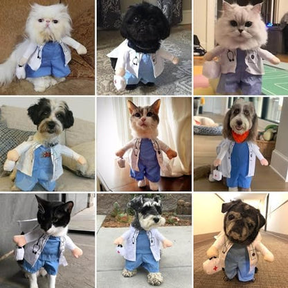 Dog Cat Doctor Costume, Funny Pet Doctor Halloween Costumes for Small Dogs Cats Puppy, Cosplay Party Dog Jeans Clothing Chrismas Clothes Cool Outfit Cat Apparel Cute Uniform (Doctor, Small) - Image 3