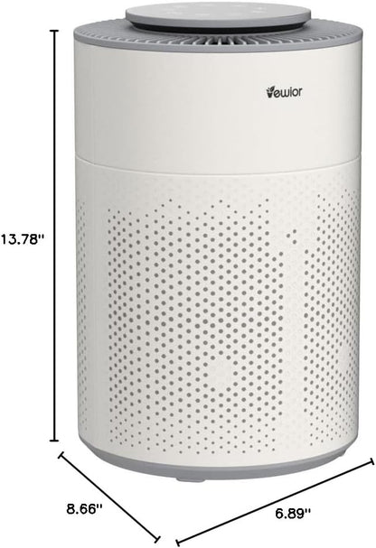 Air Purifier for Home 1800 Ft² Coverage, PM2.5 Monitor & Air Quality Light, Large Bedroom with Essential Oil Diffuser, 15dB Sleep Mode, Timer & Child Lock, Pet Dander Wildfire Smoke Odor Dust Pollen