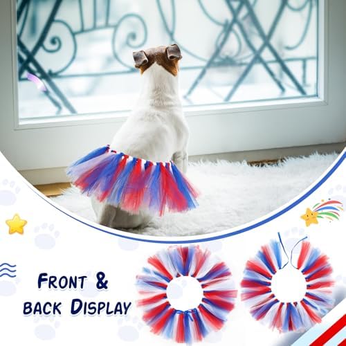 Dog Tutu for Dogs Tulle Skirt Pet Costume, Red White and Blue - Image 6